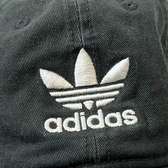 🧢 Adidas Originals Black Trefoil Logo Strapback Hat - Picture 2 of 8